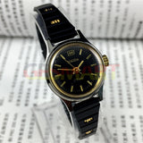 23mm HAIDA Manual Mechanical Lady Watch Golden Nail 17 Jews Black Dial 3 Hands