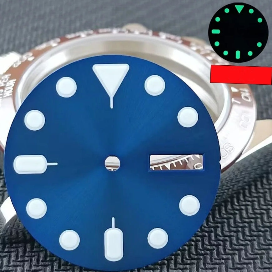 28.5mm white painted metal nail dial in navy blue for SKX007 with NH36 movement.