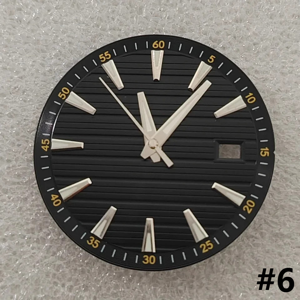 33.5mm Geometric Green Luminous Watch Dial+Hands for NH35 NH36 4R 7S Movement