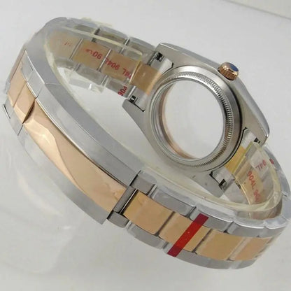 36mm Sapphire Glass Rose Golden Two Tone Watch Case fit NH35 NH36 NH38
