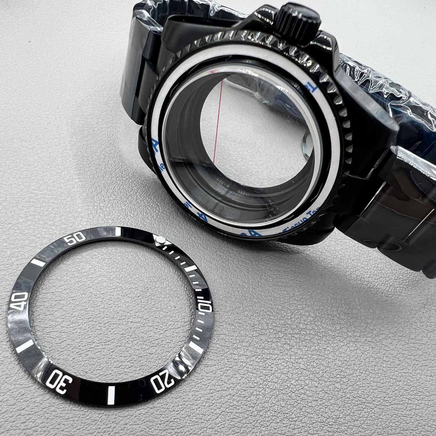 Keramikkranz PVD 40mm watch case with sapphire crystal and bracelet, compatible with NH35 NH36 movements.