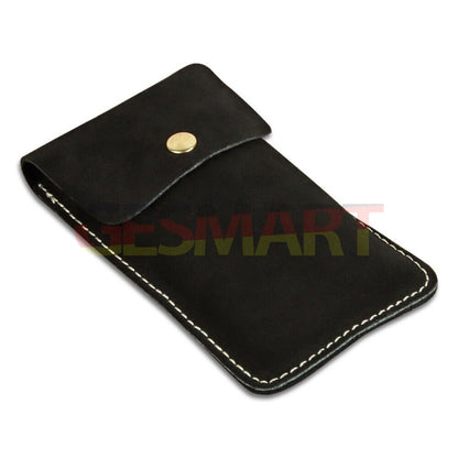 Genuine cowhide single watch storage bag with soft lining, ideal for travel protection.