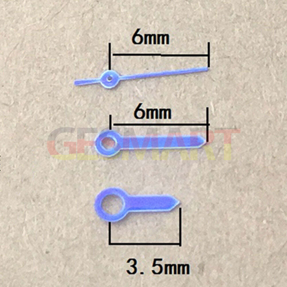6mm polished purple watch hands, designed for Ronda 763 quartz movement with a sleek finish.