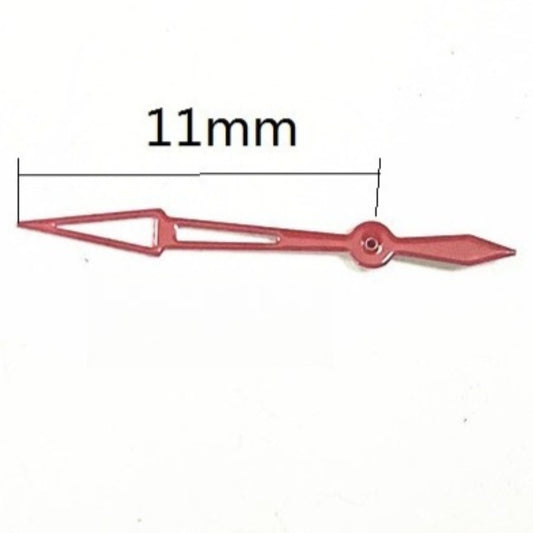 Set of 3 red hollow 11mm second hands for Miyota FS00 FS01 FS10 watch movements, precision fit.