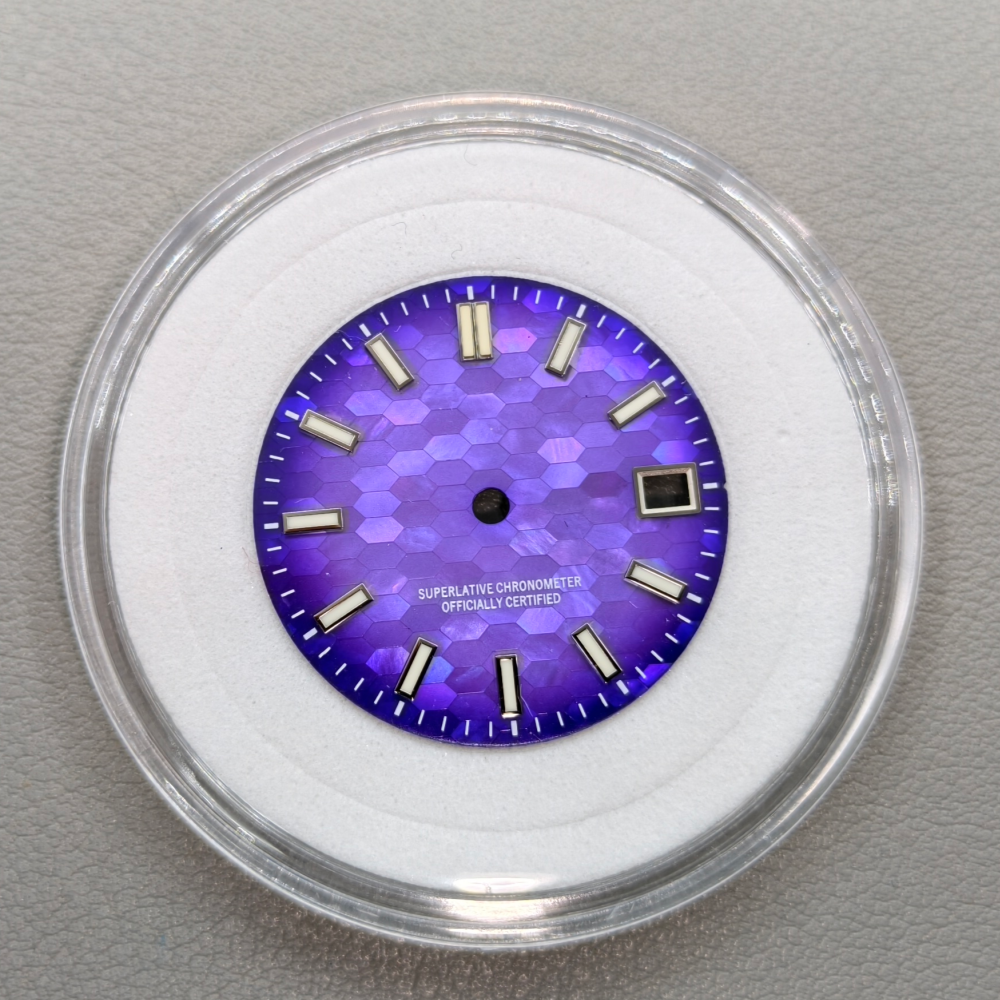 28.5mm Purple No Logo Natural Seashell Blue Luminous Watch Dial for NH35