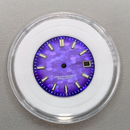 28.5mm Purple No Logo Natural Seashell Blue Luminous Watch Dial for NH35