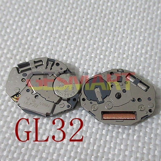 Miyota GL32 silver quartz watch movement, Japanese precision replacement for GL30, 1L32 model.