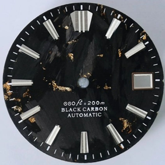 Black+Rose golden 28.5mm modified carbon fiber watch dial for NH34 NH35 movement by Black+Rose.