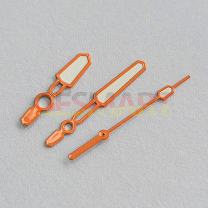 Fashion Candy green luminous watch hands with colored trim, compatible with NH35/NH36/4R/7S movements for stylish repairs and upgrades.