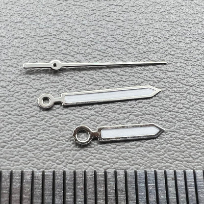 2er Set Zeiger mit Silberrand Grün Leuchtpfeil für Ronda 515 Uhrwerk