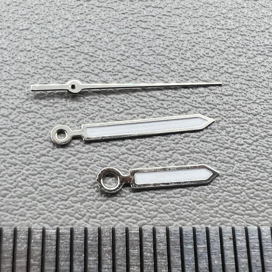 2er Set Zeiger mit Silberrand Grün Leuchtpfeil für Ronda 515 Uhrwerk