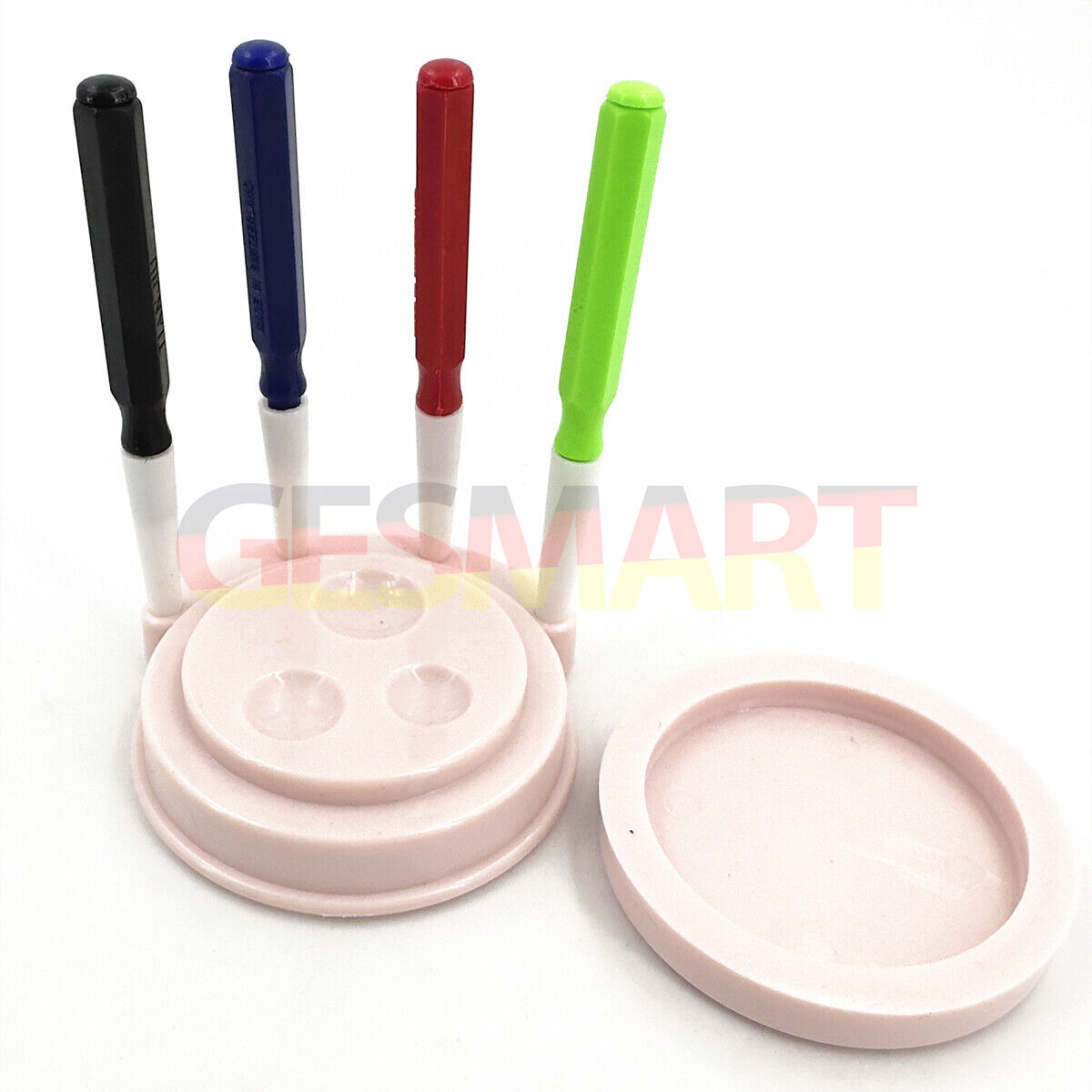 Oil cups plastic stand with 3 containers and oiler pen set for precise watch repair.