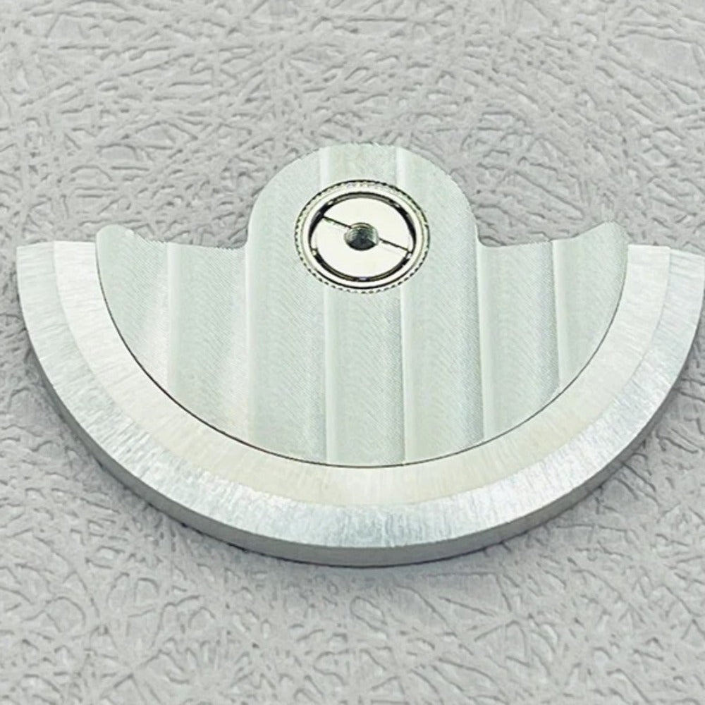 Silver vertical stripe rotor oscillating weight for NH35 NH36 movement, precision watch accessory.