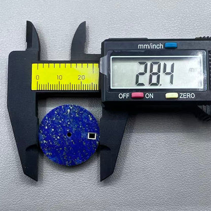 28.5mm lapis lazuli watch dial for NH35 movement, natural stone with deep blue hues.