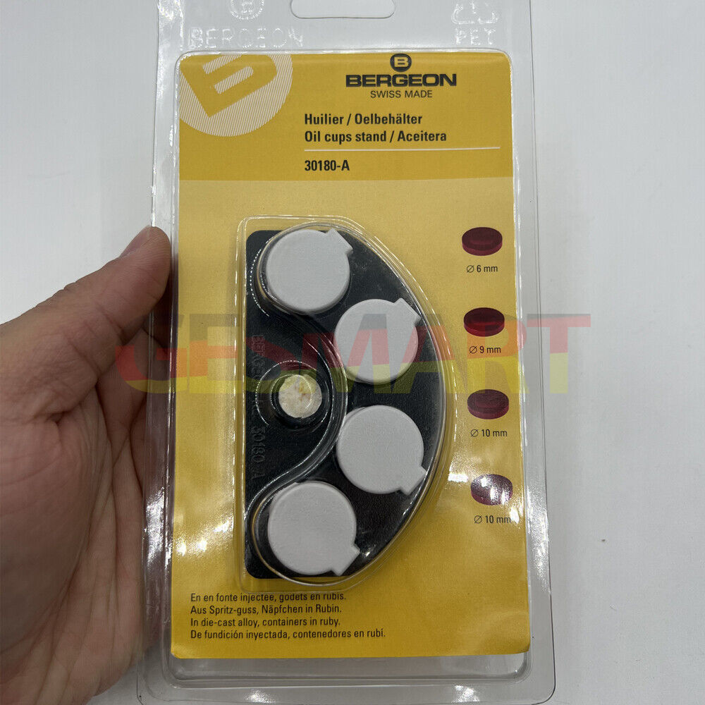 Bergeon 30180-A die-cast metal oil dip oiler stand for precise watch lubrication and maintenance.