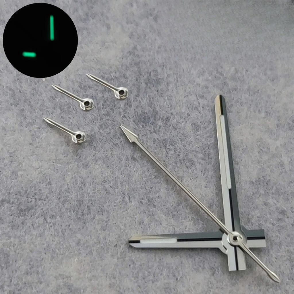6 Pins Green Luminous Watch Hands for VK63 VK64 Silver Black Gold Rose Hands