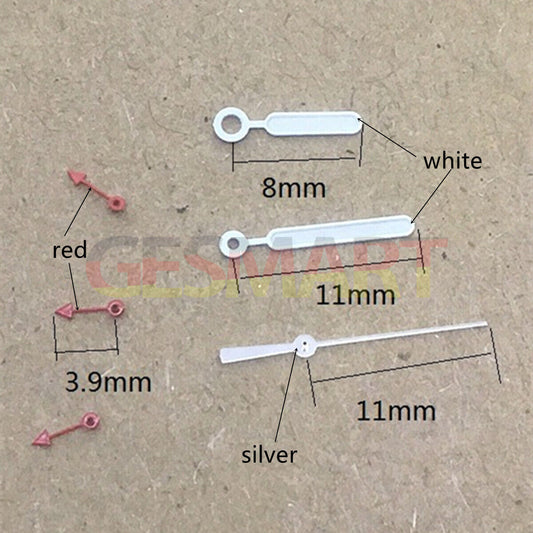 Aiguilles de montre rondes et pointues argentées de 11 mm pour Miyota OS10, OS20, OS22, OS60, OS80