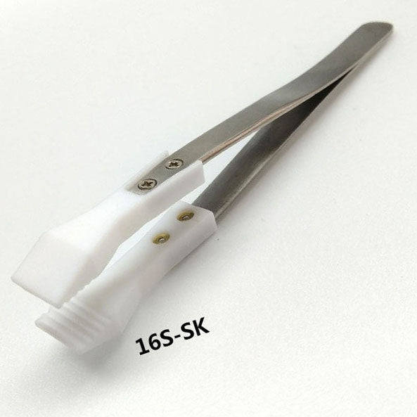 Wide-headed PTFE tweezer resistant to acid, alkali, and high temperatures, anti-static precision tool.