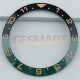 38mm Ceramic Slope Black+Green Ring White/Golden Font GMT Watch Bezel for SUB