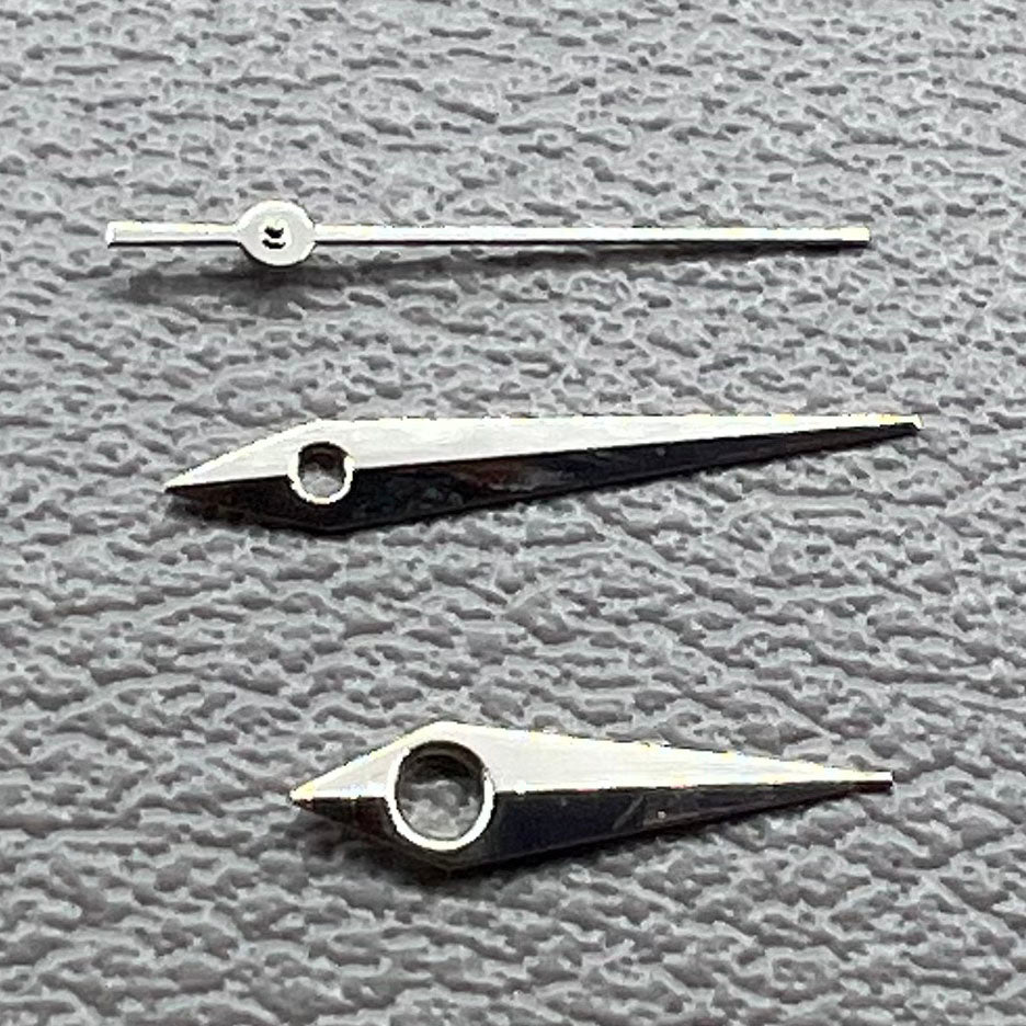 Silver watch hands set for Miyota 2035 movement, sizes 12mm, 11mm, 9mm ? precision fit.