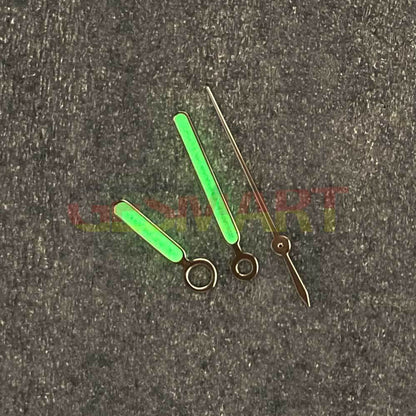 Vintage green luminous watch hands with silver trim for NH35/NH36 movement