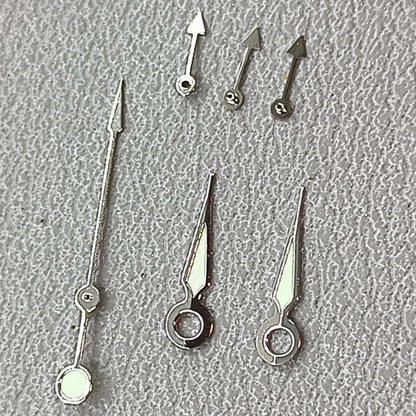 12mm Silver Pointed Shape Green Lume Watch Hands for OS10 OS60 OS80 Movement