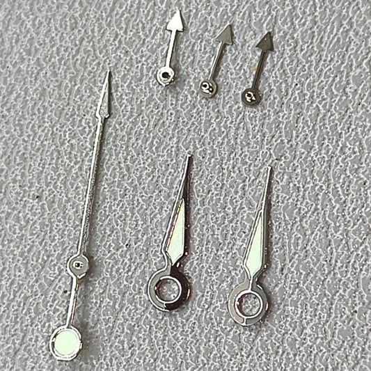 12mm Silver Pointed Shape Green Lume Watch Hands for OS10 OS60 OS80 Movement