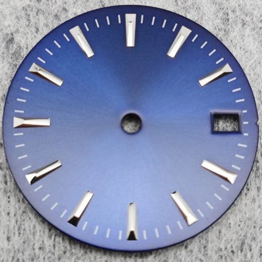 28.5mm Blue Watch Dial Modified with Calendar Window Stripes for NH35/364R/7S