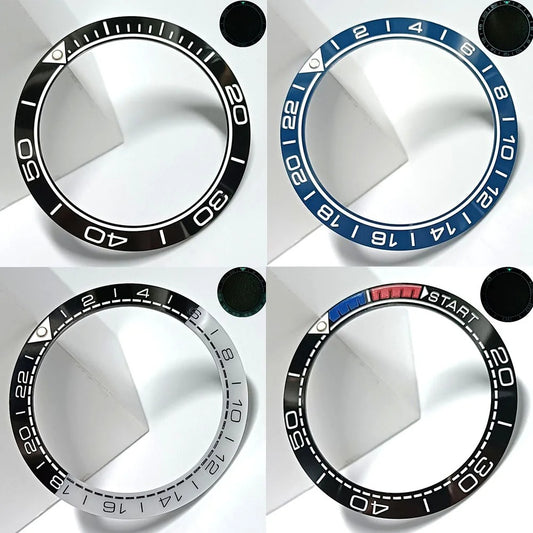 Sloping 41.5x32.8mm ceramic bezel GMT diving watch insert, durable replacement for men's watches.