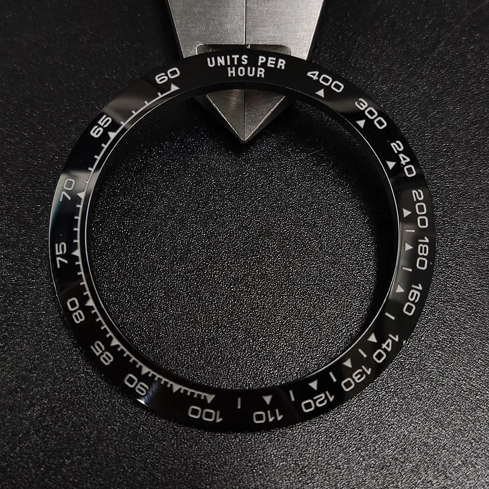 Ceramic bezel insert 38.5mm with 30.5mm inner diameter for watch upgrade, high-quality accessory.