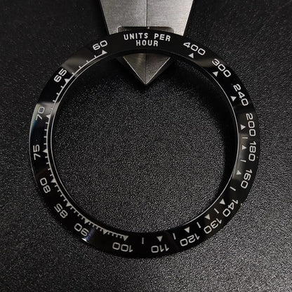 Ceramic bezel insert 38.5mm with 30.5mm inner diameter for watch upgrade, high-quality accessory.