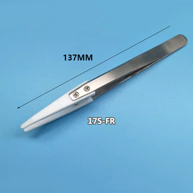 PTFE Teflon tweezers for semiconductor wafer handling, low contamination, ideal for lab and repair tasks.