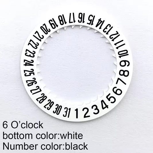 White date disk wheel for NH35/NH36 watch movement, date display positioned at 6 o'clock.