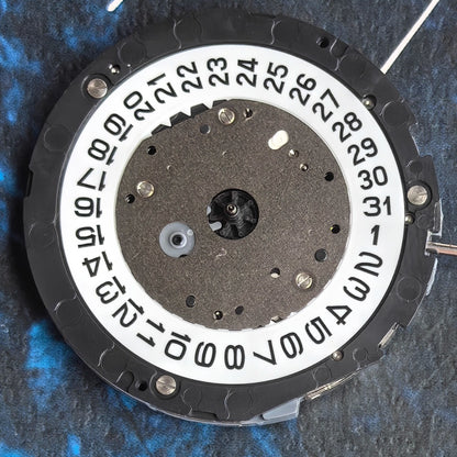 Miyota 6S11 quartz watch movement with 5 hands and date window at 3, for precise timekeeping