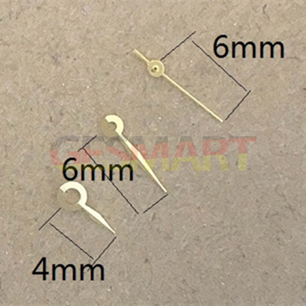 6mm golden no-luminous watch hands for Epson TMI VJ12 quartz movement, precise fit and style.