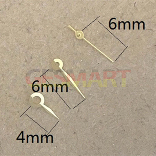 6mm golden no-luminous watch hands for Epson TMI VJ12 quartz movement, precise fit and style.
