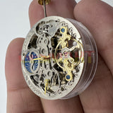 Automatic Mechanical Movement Silver 3 Hands Hollow Moon Phase@12