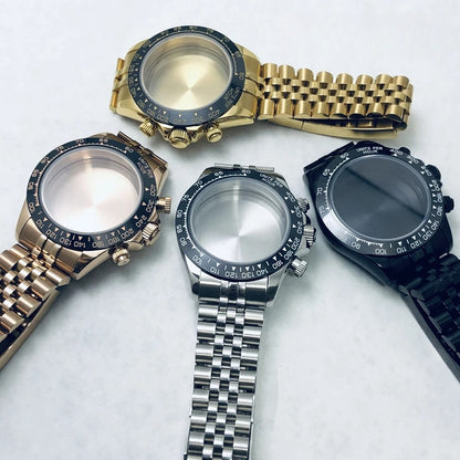 40mm Multicolor Watch Case Sapphire Glass Ceramic/Steel Bezel Fit VK63A