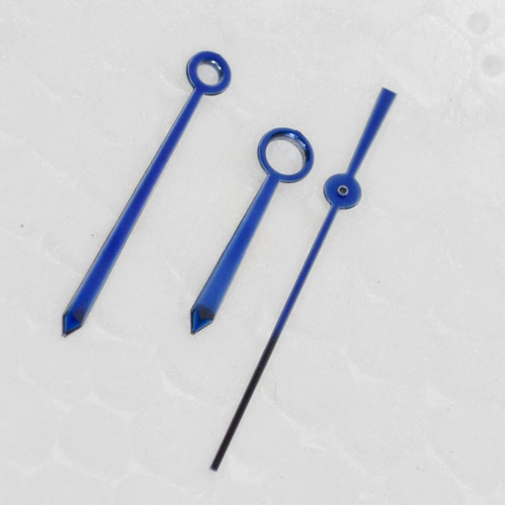 Modified blue balloon watch hands for ETA2836, 2824, 2892A2 movements, precise fit and style.