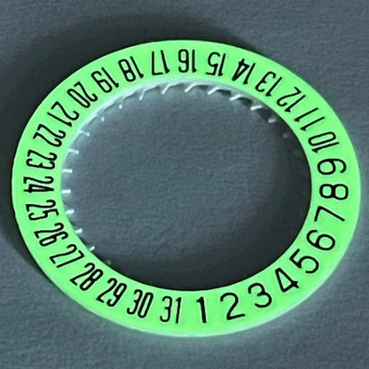 C3 green luminous date disk wheel for NH35 NH36A NH34 watch movements, enhancing date visibility.