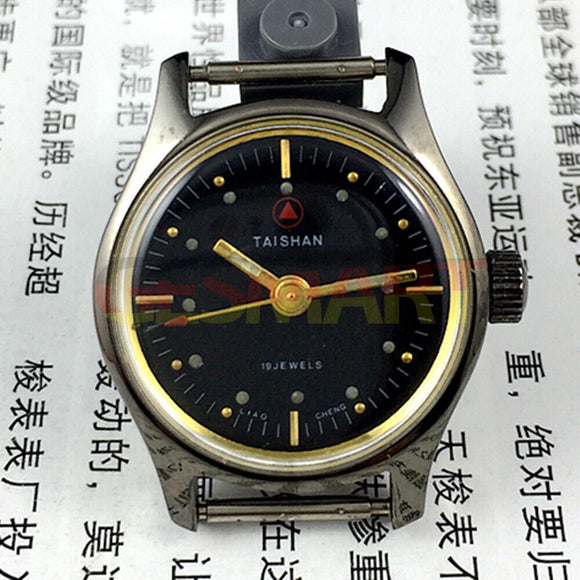 26mm TAISHAN Manual Mechanical Lady Watch 19 Jews Black Case Black Dial 3 Hands