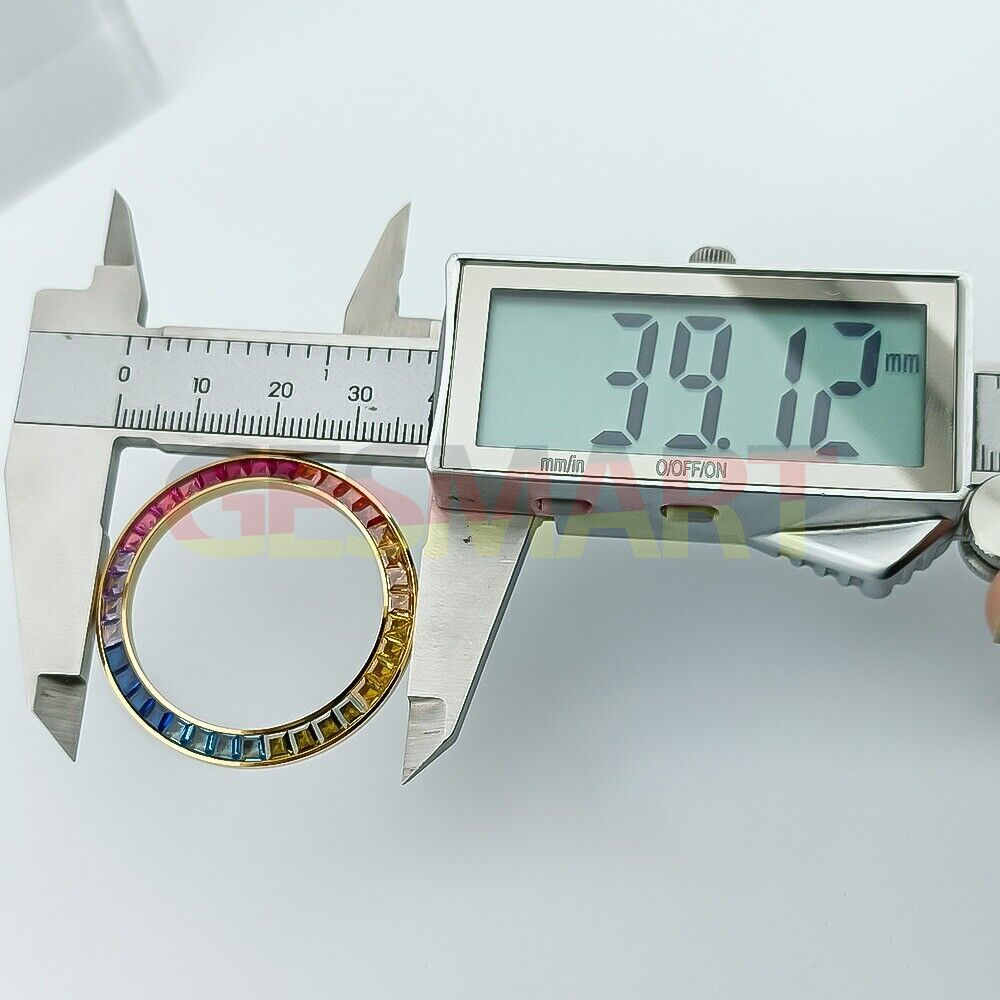 39mm colorful imitation diamond bezel for VK63 movement, adding vibrant sparkle to watches.