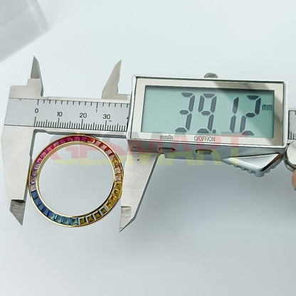 39mm colorful imitation diamond bezel for VK63 movement, adding vibrant sparkle to watches.