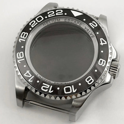 44mm Black Blue GMT Ceramic Bezel Watch Case for Deep SEA for NH34 NH35 NH36