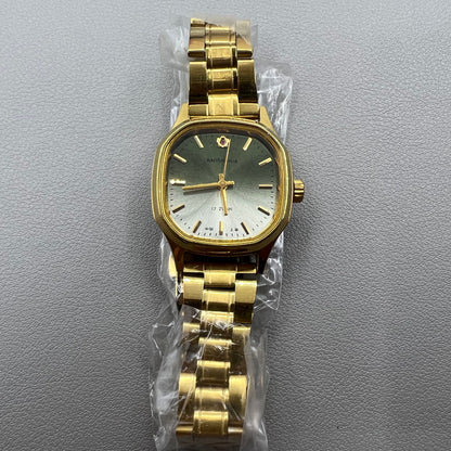 Shanghai 33mm manual mechanical watch with golden nail square case, 17 jewels, elegant design.