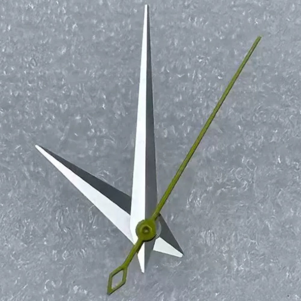 Yellow second silver cocktail-style watch hands for NH35/36 NH38 NH72 NH70 movements.