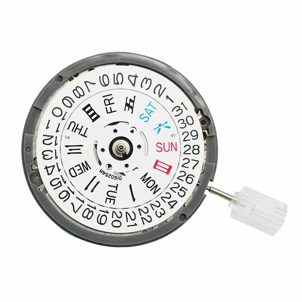 Seiko NH36A automatic watch movement with dual calendar, date at 3, 21600 bpm, repair part.
