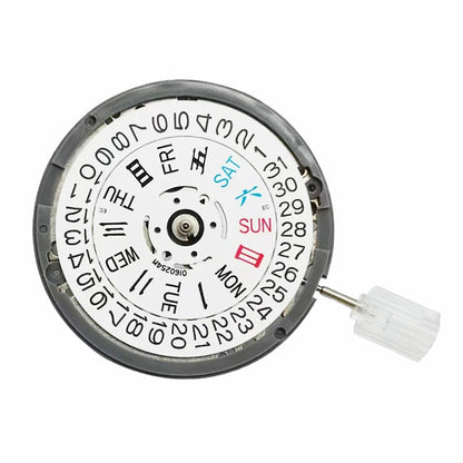 Seiko NH36A automatic watch movement with dual calendar, date at 3, 21600 bpm, repair part.