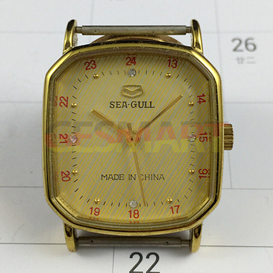 Tianjin Seagull 28mm octagonal gold watch with golden dial, manual mechanical movement, elegant accessory