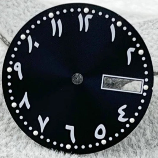 Black Modified 28.5mm Arabic Font Watch Dial Green Lume for NH36/4R36/7S26